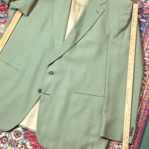 Ex Cond. JOHN BLAIR Sage Green Textured Single Breasted Tailored Suit Coat 52XL - Picture 9 of 12